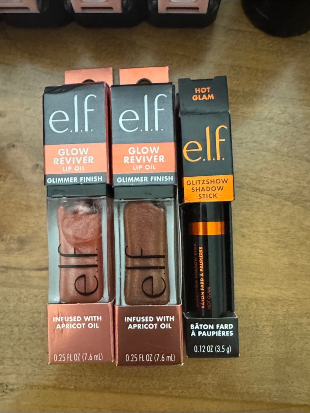 e.l.f. Glow Reviver Lip Oil & Glitzshow Shadow Stick - Copper Brown & Bronze
